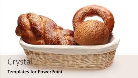  Presentation with straw - Slide set featuring assortment-of-baked-bread background and a coral colored foreground