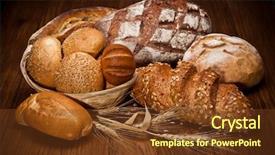  Presentation with baker kneading dough homemade bread - Presentation consisting of assortment of baked bread background and a tawny brown colored foreground
