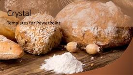  Presentation with bread - Presentation featuring assortment of baked bread background and a  colored foreground