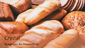  Presentation with bread life - Colorful presentation theme enhanced with assortment of baked delicious bread backdrop and a coral colored foreground
