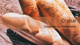  Presentation with bread life - Presentation theme featuring assortment of baked delicious bread background and a coral colored foreground