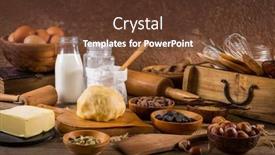  Presentation with baking vintage - PPT layouts with assortment-of-baking-ingredients background and a tawny brown colored foreground