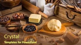  Presentation with baking vintage - Theme having assortment-of-baking-ingredients background and a tawny brown colored foreground