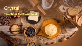  Presentation with baking vintage - Audience pleasing theme consisting of assortment-of-baking-ingredients backdrop and a tawny brown colored foreground