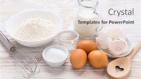  Presentation with baking cake - Beautiful presentation design featuring assortment-of-basic-baking-ingredients backdrop and a white colored foreground