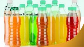  Presentation with soda - Audience pleasing presentation design consisting of assortment of bottles with tasty backdrop and a arctic colored foreground