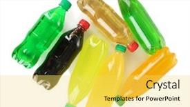  Presentation with bottles - Audience pleasing slide deck consisting of assortment of bottles with tasty backdrop and a yellow colored foreground