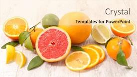  Presentation with orange fruit - Amazing slide deck having assortment-of-citrus-fruit backdrop and a lemonade colored foreground
