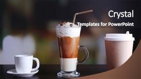  Presentation with caffeine drinks - Presentation design featuring assortment of coffee drinks background and a dark gray colored foreground