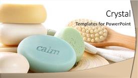  Presentation with soap - Presentation theme featuring assortment of colored scented soaps background and a white colored foreground