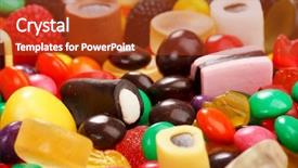  Presentation with candy - Amazing PPT layouts having assortment of colorful candy backdrop and a tawny brown colored foreground