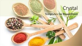  Presentation with spices - Amazing PPT layouts having assortment of colorful spices backdrop and a blonde colored foreground