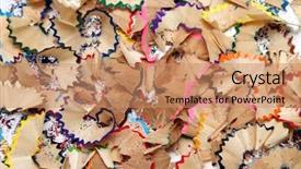  Presentation with coloured - Audience pleasing slide set consisting of assortment of coloured pencils with shadow on white background backdrop and a coral colored foreground