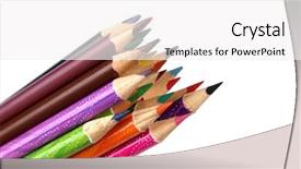  Presentation with coloured - Beautiful PPT layouts featuring assortment of coloured pencils with shadow on white background backdrop and a white colored foreground