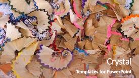  Presentation with coloured - Audience pleasing presentation consisting of assortment of coloured pencils with shadow on white background backdrop and a coral colored foreground