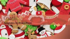  Presentation with cookies christmas - PPT theme consisting of assortment-of-decorated-christmas-cookies background and a red colored foreground