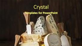 Presentation with cheese - Amazing PPT theme having assortment-of-different-cheese-types backdrop and a wine colored foreground