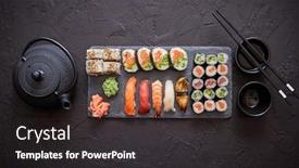  Presentation with black tea - Presentation design enhanced with assortment-of-different-kinds background and a dark gray colored foreground