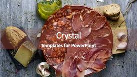  Presentation with tenderloin - Slides having cruet with olive oil background and a tawny brown colored foreground