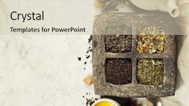  Presentation with tea - Audience pleasing slide deck consisting of assortment of dry tea tea backdrop and a soft green colored foreground