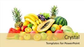  Presentation with fruit - Beautiful slides featuring assortment of exotic fruits isolated backdrop and a yellow colored foreground