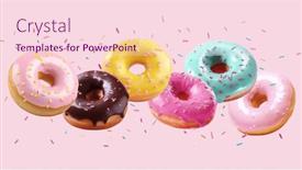  Presentation with donuts pink - Slide set featuring assortment-of-falling-or-flying background and a  colored foreground