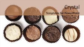  Presentation with evolution of chocolates - Colorful slides enhanced with assortment of fine chocolates backdrop and a coral colored foreground