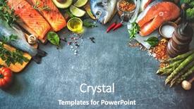  Presentation with spices - Presentation theme consisting of assortment of fresh fish background and a seafoam green colored foreground