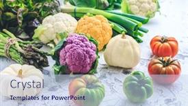  Presentation with cauliflower - Slide set featuring assortment-of-fresh-organic-vegetables background and a sky blue colored foreground
