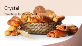  Presentation with pastries - Amazing presentation theme having assortment of fresh pastries in wicker bowl isolated on white backdrop and a coral colored foreground