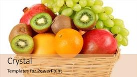  Presentation with fruit - Theme with assortment of fruits in basket background and a yellow colored foreground