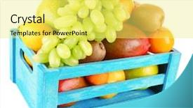  Presentation with fruits - Beautiful slide set featuring assortment of fruits in box isolated on white backdrop and a yellow colored foreground