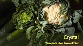  Presentation with vegetables - Cool new slide deck with assortment of green vegetables backdrop and a tawny brown colored foreground