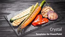 Presentation with grilled - Beautiful presentation theme featuring assortment-of-grilled-vegetables backdrop and a dark gray colored foreground