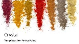  Presentation with spices - Slide set with assortment of ground powder spices background and a white colored foreground
