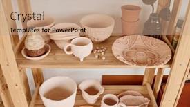  Presentation with clay - Slide set with assortment-of-handmade-clay-items background and a coral colored foreground