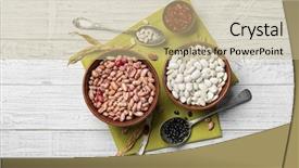  Presentation with beans - Beautiful PPT layouts featuring assortment of haricot beans backdrop and a mint green colored foreground