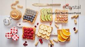  Presentation with peanut butter - Beautiful presentation design featuring assortment-of-healthy-fresh-breakfast backdrop and a lemonade colored foreground