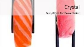  Presentation with sushi - Presentation theme featuring assortment of japanese sushi background and a white colored foreground