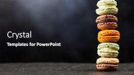  Presentation with cookies - Cool new PPT theme with assortment of macaron cookies backdrop and a dark gray colored foreground
