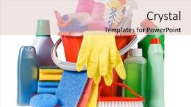  Presentation with cleaning - Presentation having assortment of means for cleaning background and a lemonade colored foreground