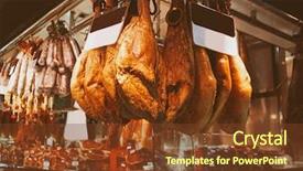  Presentation with meat consumption - Beautiful slides featuring assortment of meat at market backdrop and a tawny brown colored foreground