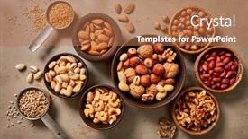  Presentation with almond - Slide set with assortment-of-nuts-and-seed background and a coral colored foreground