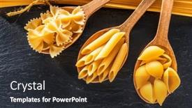  Presentation with pasta - PPT theme having assortment-of-pasta-in-wooden background and a dark gray colored foreground