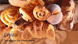  Presentation with danish pastry - Audience pleasing PPT layouts consisting of assortment of pastry backdrop and a coral colored foreground