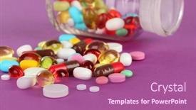  Presentation with capsules - Audience pleasing PPT layouts consisting of assortment-of-pills-tablets backdrop and a coral colored foreground