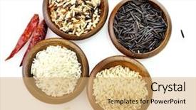  Presentation with flowers on white wooden - Slides having assortment of rice in wooden background and a coral colored foreground