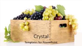  Presentation with sweet - PPT layouts consisting of assortment of ripe sweet grapes in wooden crate isolated on white background and a lemonade colored foreground