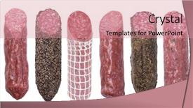  Presentation with sausages - Beautiful theme featuring assortment of salami sausages isolated backdrop and a coral colored foreground