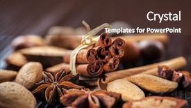  Presentation with christmas baking - PPT theme having assortment of spices and nuts for christmas for baking cookies background and a tawny brown colored foreground